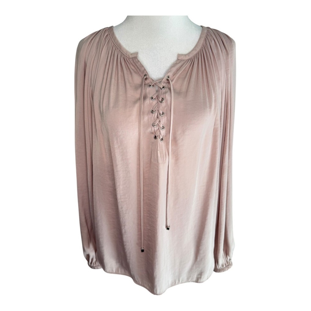 Jennifer Lopez Women's Lace Up Long Sleeve Blouse Top Size Small